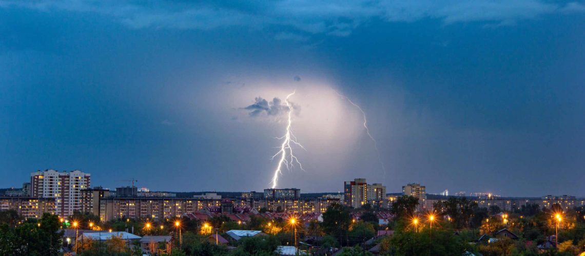 Lightning strikes during a storm in Oak Hollow neighborhood.